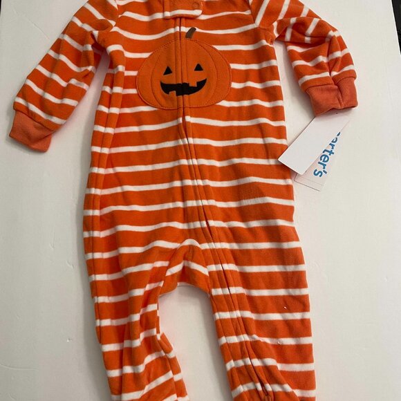 Carter's Baby Boys Halloween Pumpkin Fleece Footed Pajama Sleeper Size 6m NWT - Picture 1 of 5